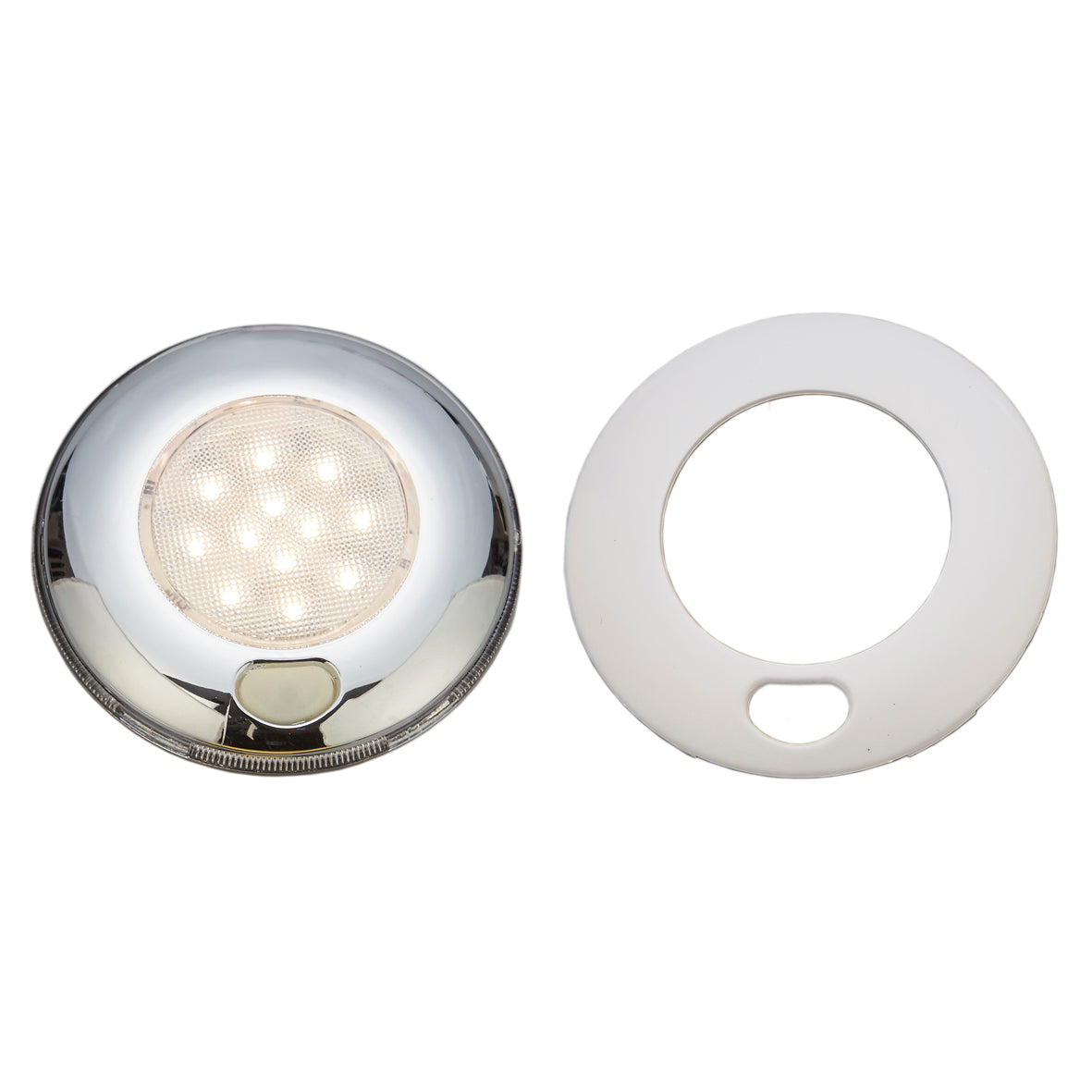 80MM TAKLAMPA KROM LED RUND M.BRYTARE