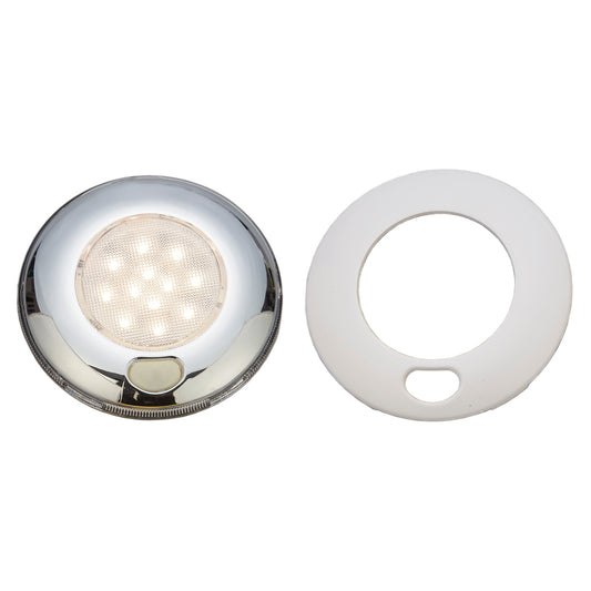 80MM TAKLAMPA KROM LED RUND M.BRYTARE